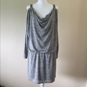 WHBM Cold Shoulder Silver Jersey Dress